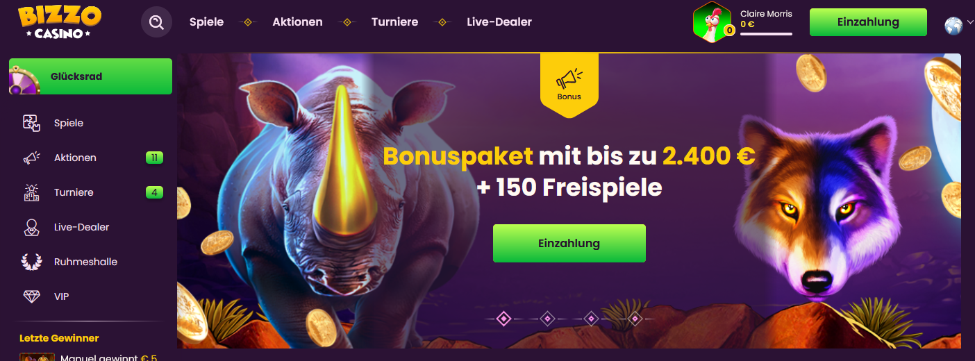 Bizzo Casino Startseite