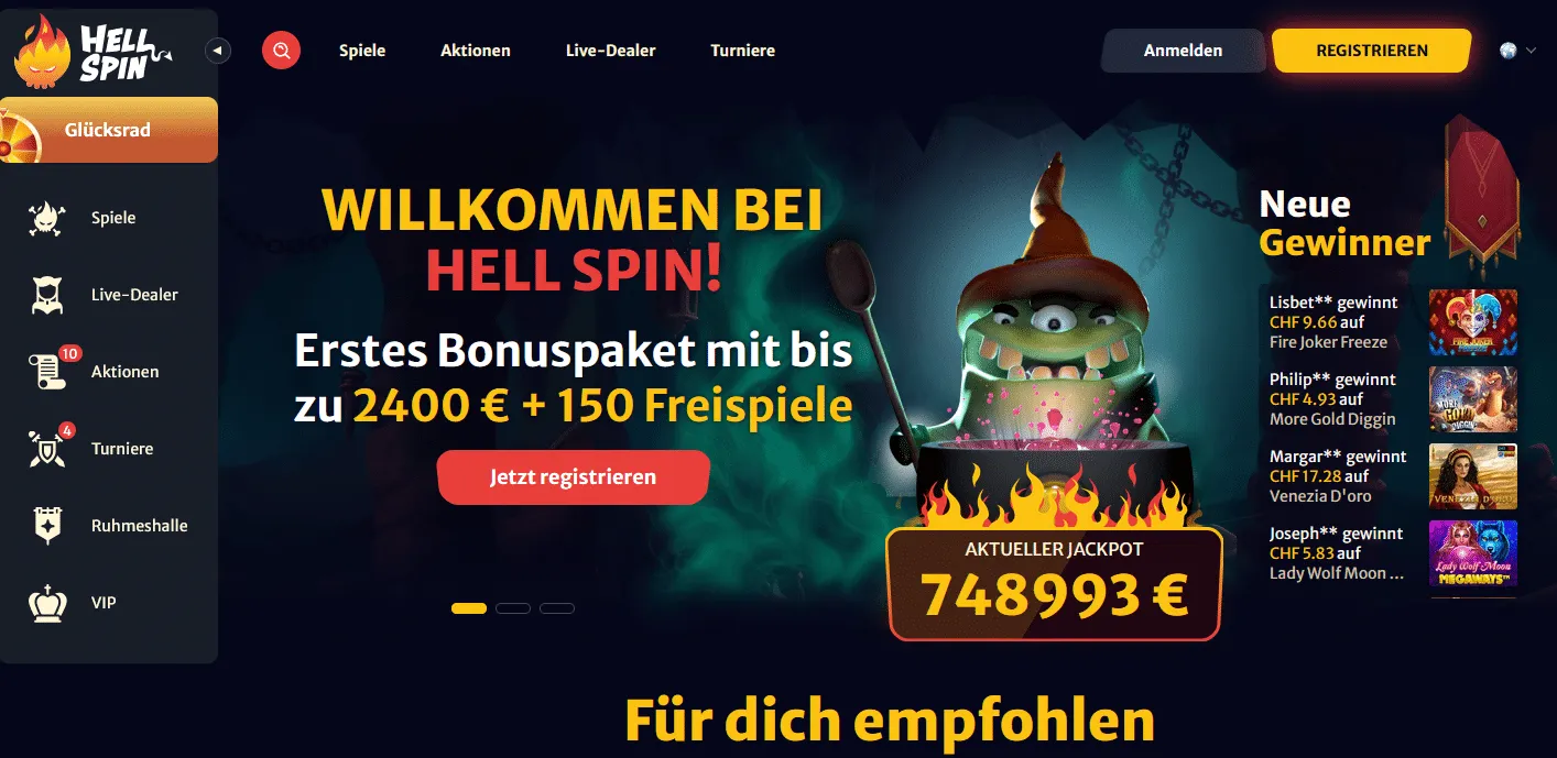 Hell Spin Casino Startseite