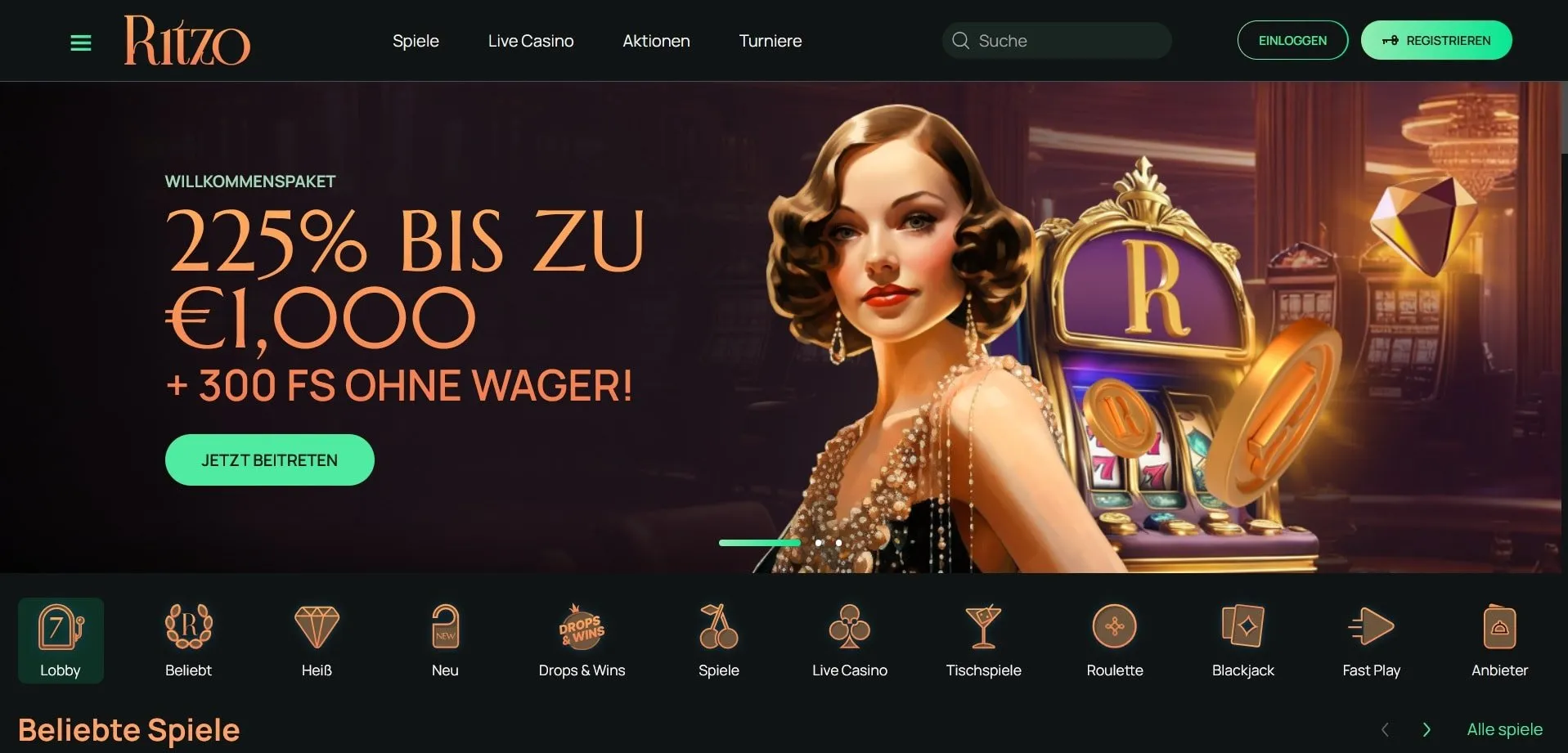 Ritzo-startseite Ritzo Casino Startseite
