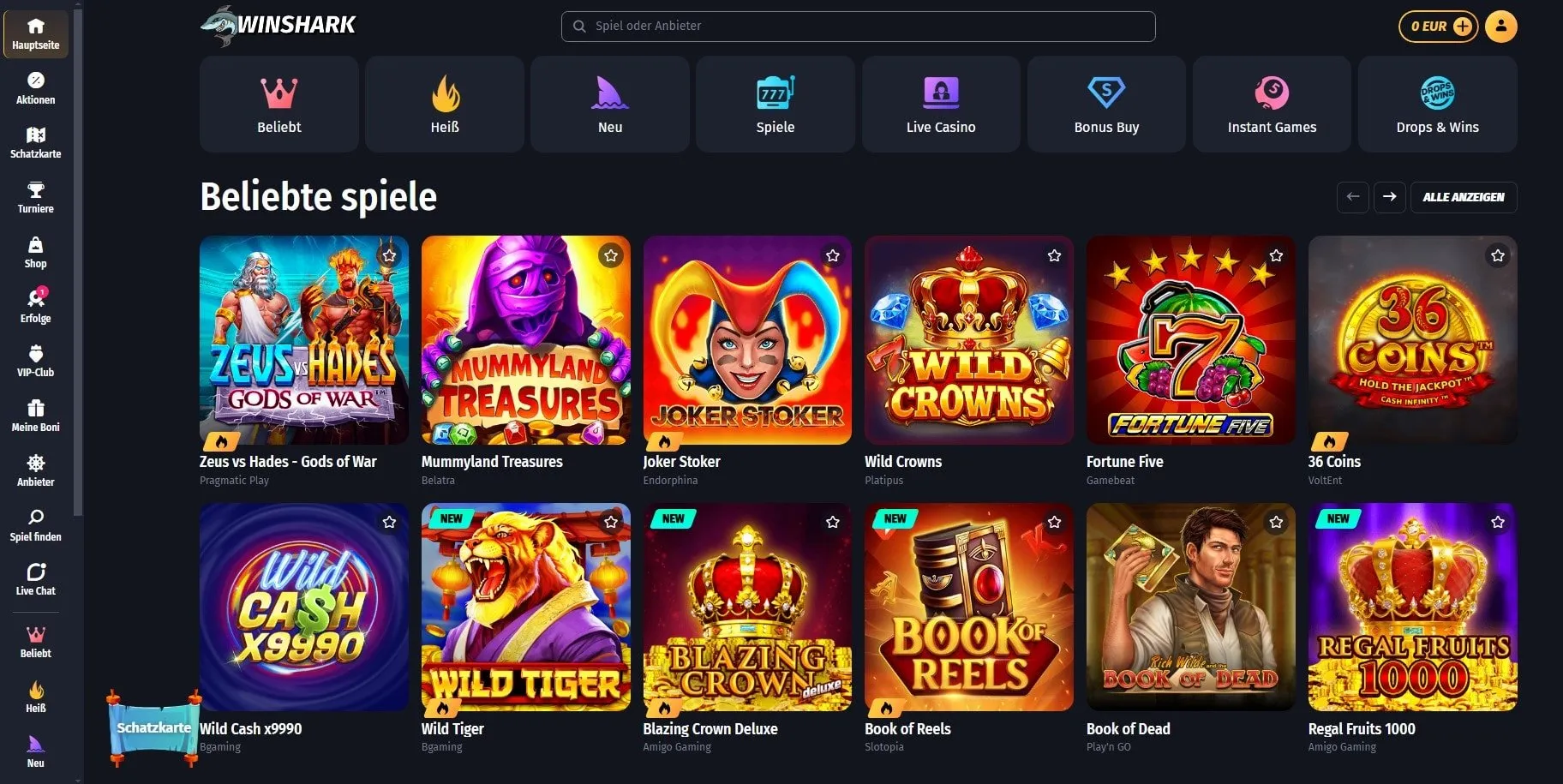 Winshark-startseite Winshark Casino Startseite